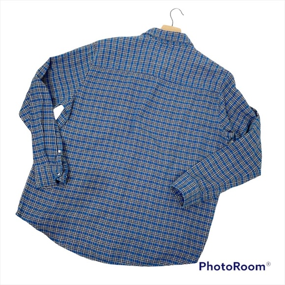 HABAND CASUAL JOE Blue Plaid Flannel Pearl Snap Button-Up Shirt Large - Picture 2 of 11